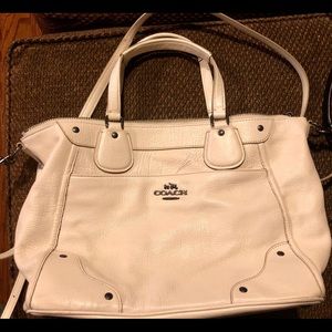 Cream/ white Coach purse